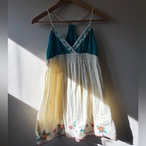 Flutterbye Y2K Embroidered Cotton Mini Dress